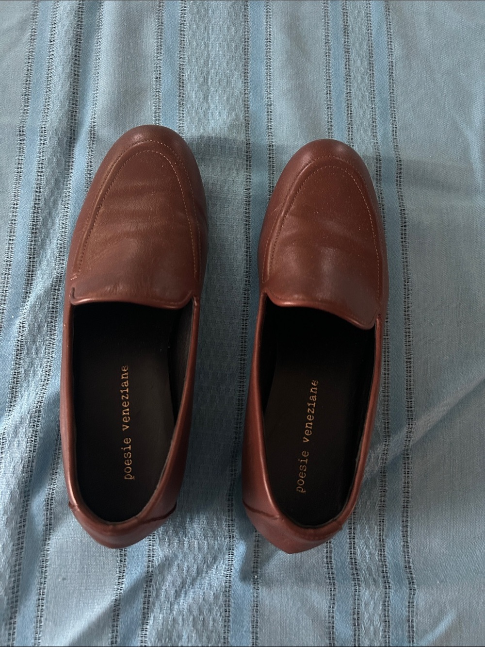 Poesie Veneziane women's Brown Leather Slip-On Loafers. Size 7